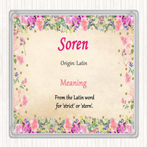 Soren Name Meaning Drinks Mat Coaster Floral