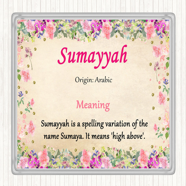 Sumayyah Name Meaning Drinks Mat Coaster Floral