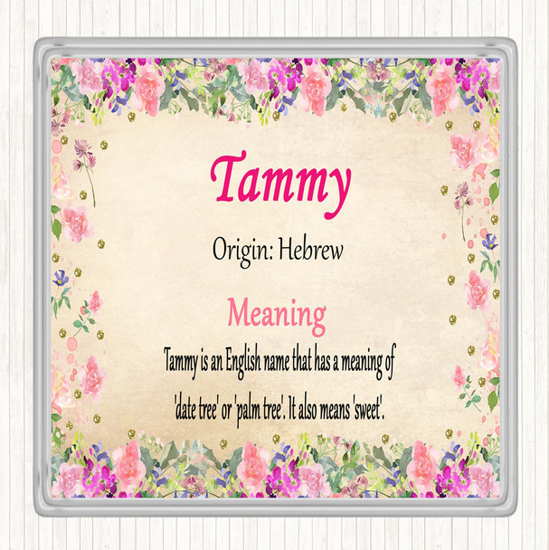 Tammy Name Meaning Drinks Mat Coaster Floral
