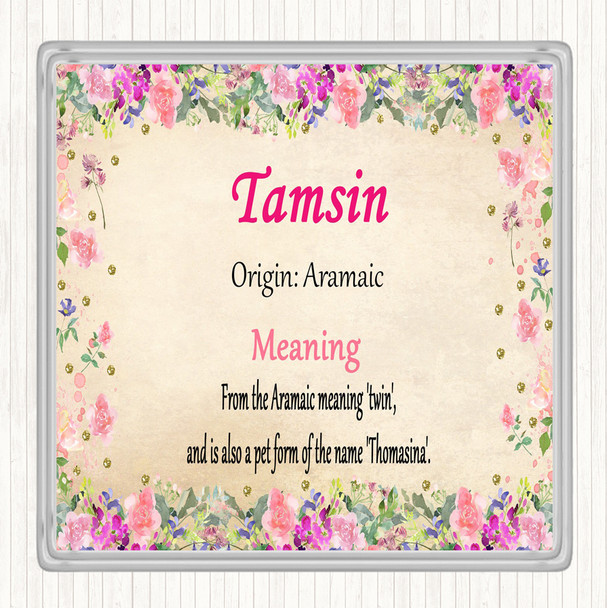 Tamsin Name Meaning Drinks Mat Coaster Floral