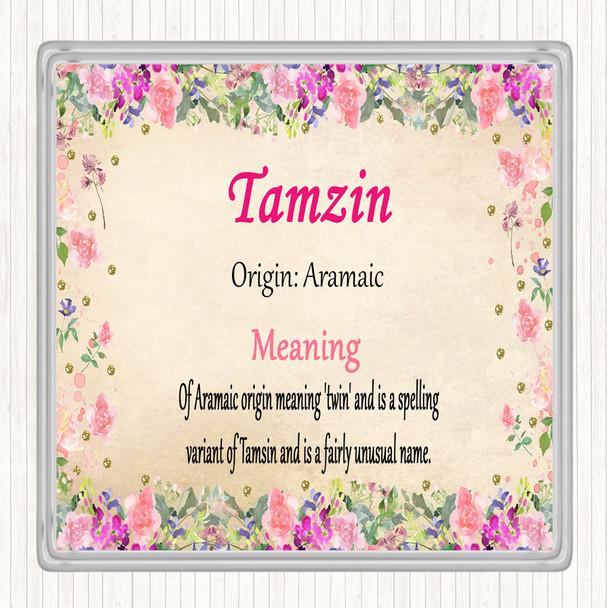 Tamzin Name Meaning Drinks Mat Coaster Floral