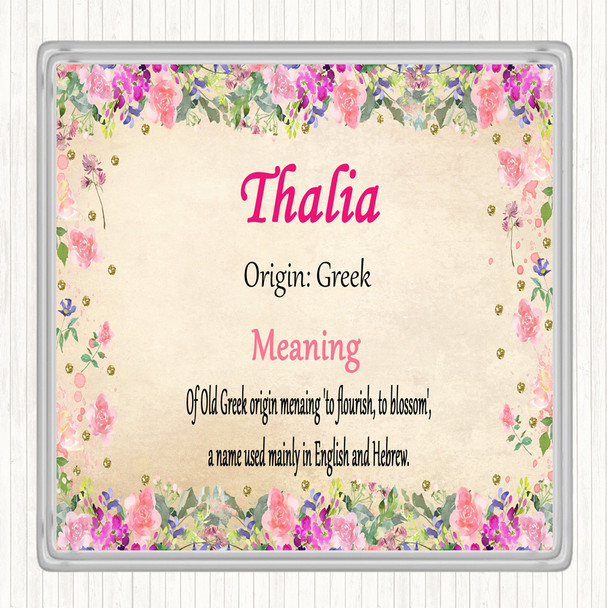 Thalia Name Meaning Drinks Mat Coaster Floral