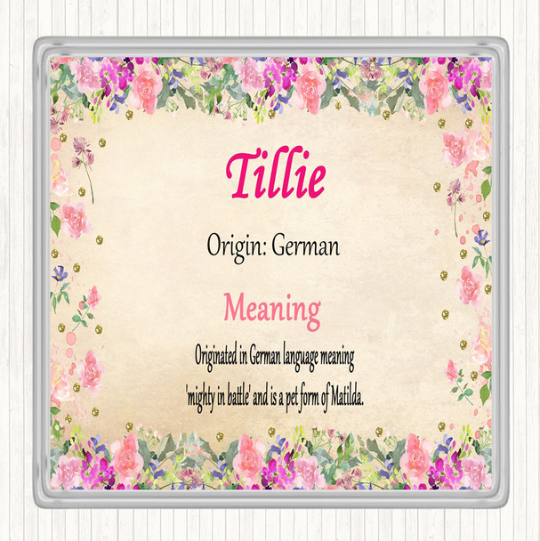 Tillie Name Meaning Drinks Mat Coaster Floral