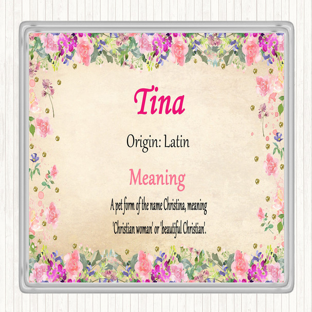 Tina Name Meaning Drinks Mat Coaster Floral