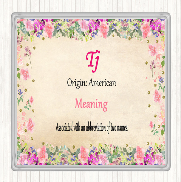 Tj Name Meaning Drinks Mat Coaster Floral