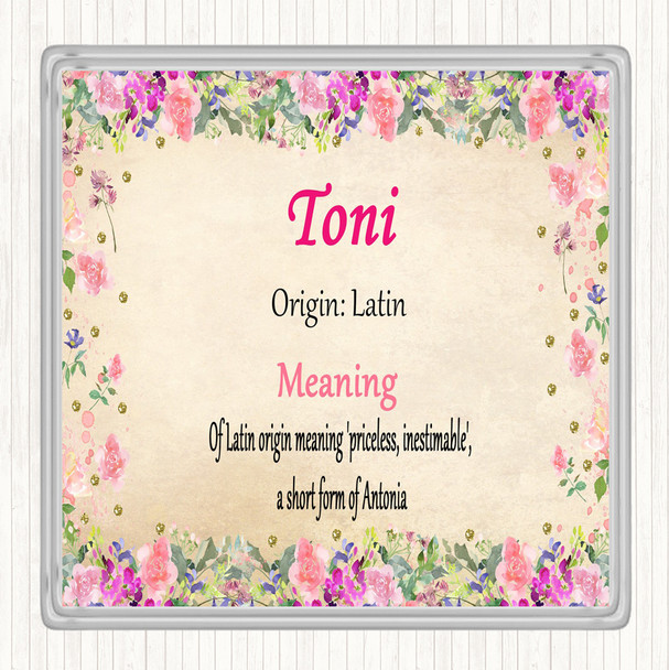 Toni Name Meaning Drinks Mat Coaster Floral