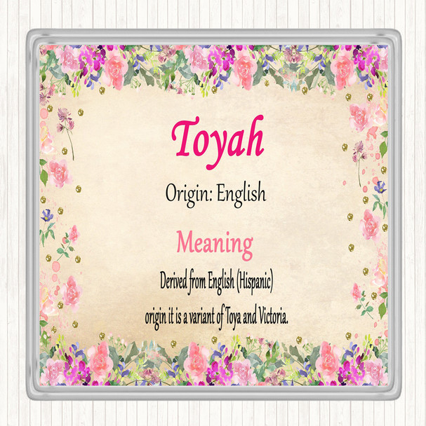 Toyah Name Meaning Drinks Mat Coaster Floral