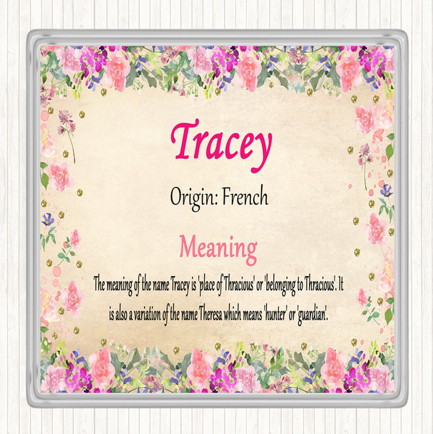 Tracey Name Meaning Drinks Mat Coaster Floral