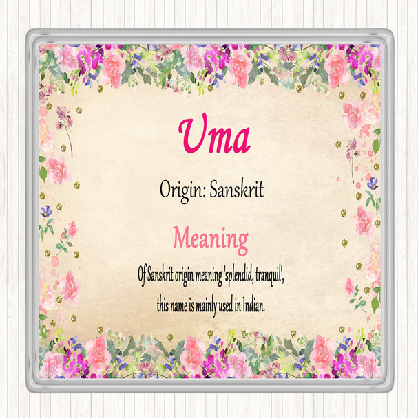 Uma Name Meaning Drinks Mat Coaster Floral