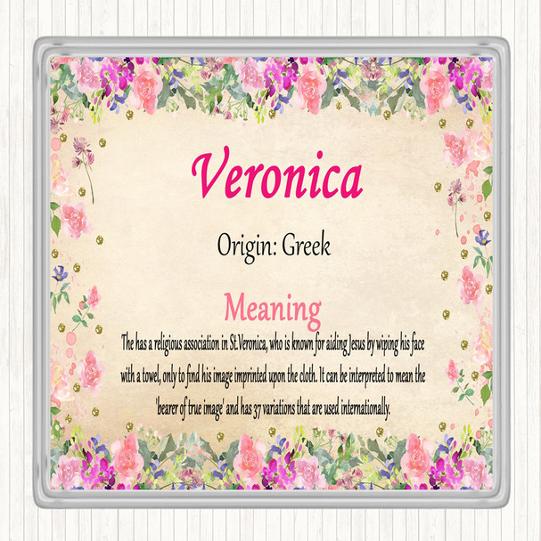 Veronica Name Meaning Drinks Mat Coaster Floral