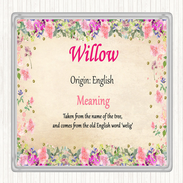 Willow Name Meaning Drinks Mat Coaster Floral