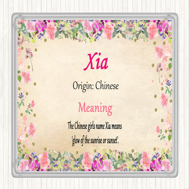 Xia Name Meaning Drinks Mat Coaster Floral