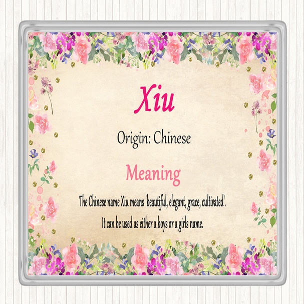 Xiu Name Meaning Drinks Mat Coaster Floral