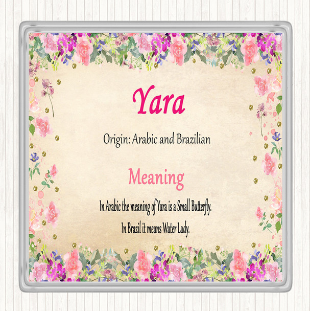 Yara Name Meaning Drinks Mat Coaster Floral