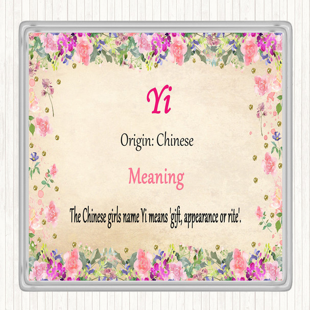 Yi Name Meaning Drinks Mat Coaster Floral