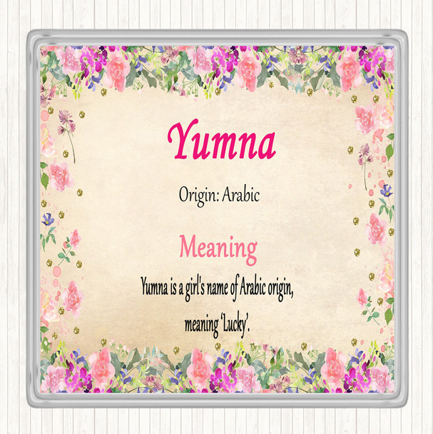 Yumna Name Meaning Drinks Mat Coaster Floral