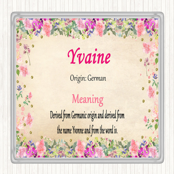 Yvaine Name Meaning Drinks Mat Coaster Floral