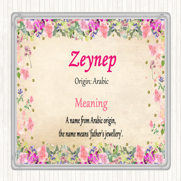 Zeynep Name Meaning Drinks Mat Coaster Floral