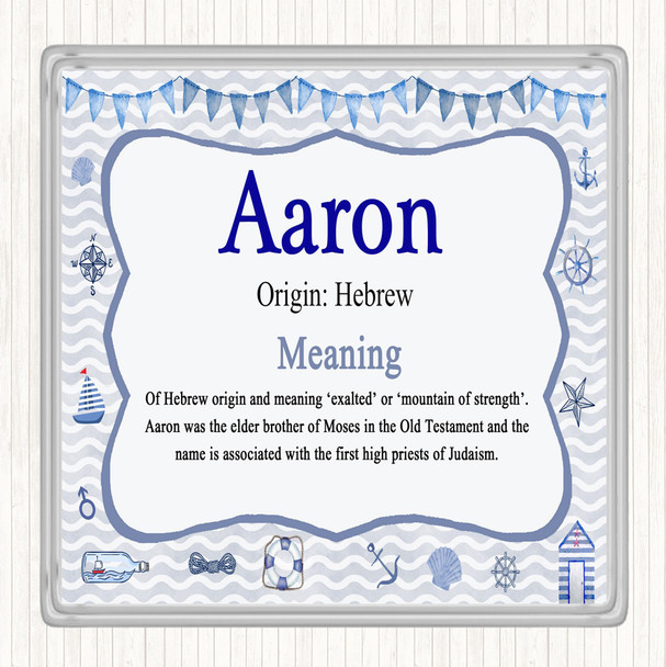 Aaron Name Meaning Drinks Mat Coaster Nautical