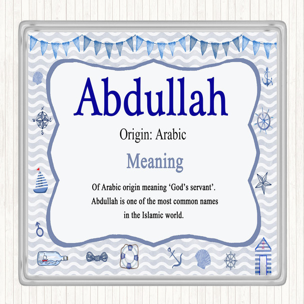 Abdullah Name Meaning Drinks Mat Coaster Nautical