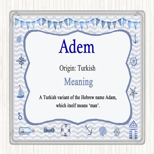 Adem Name Meaning Drinks Mat Coaster Nautical