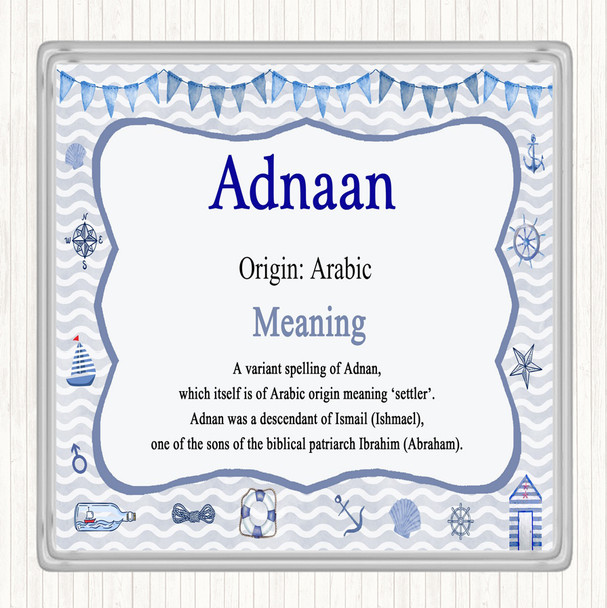 Adnaan Name Meaning Drinks Mat Coaster Nautical