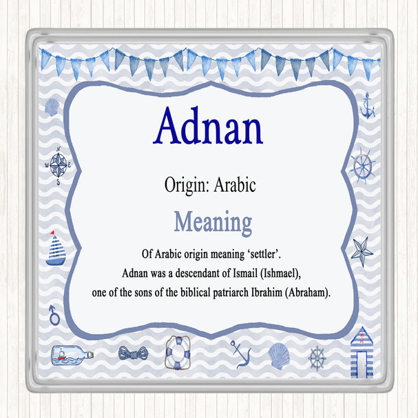 Adnan Name Meaning Drinks Mat Coaster Nautical