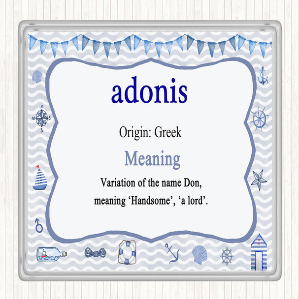 Adonis Name Meaning Drinks Mat Coaster Nautical