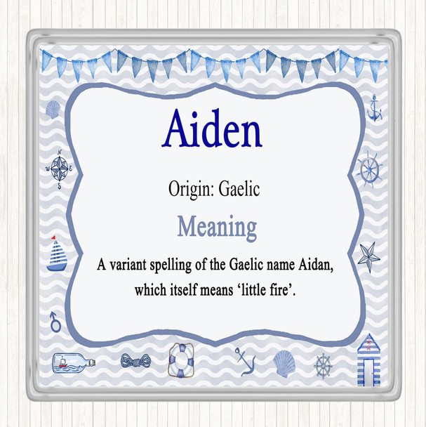 Aiden Name Meaning Drinks Mat Coaster Nautical