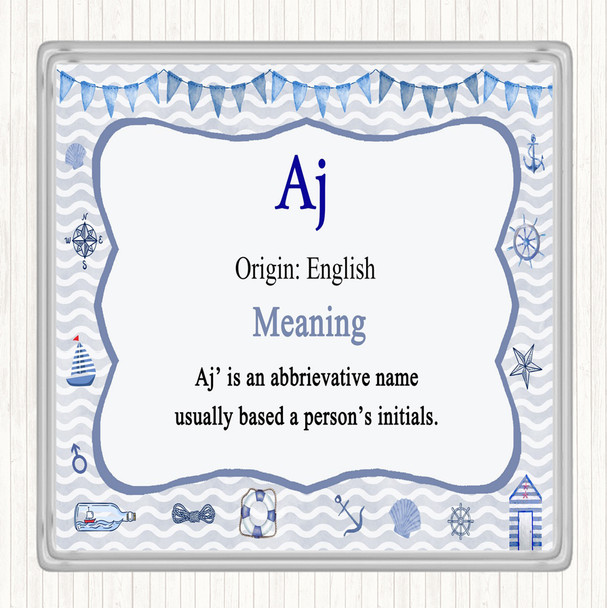 Aj Name Meaning Drinks Mat Coaster Nautical