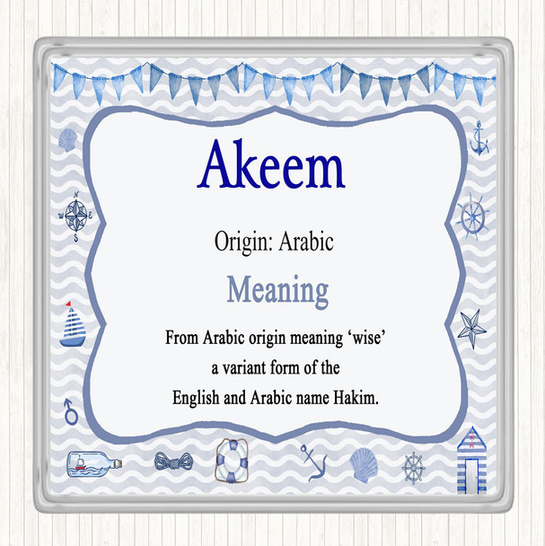 Akeem Name Meaning Drinks Mat Coaster Nautical