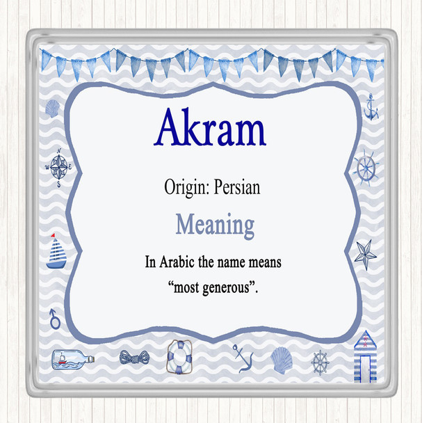 Akram Name Meaning Drinks Mat Coaster Nautical