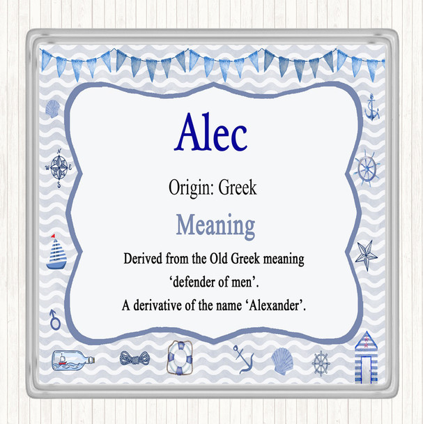 Alec Name Meaning Drinks Mat Coaster Nautical