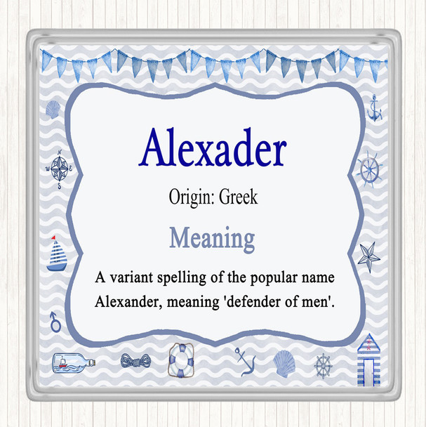 Alexader Name Meaning Drinks Mat Coaster Nautical