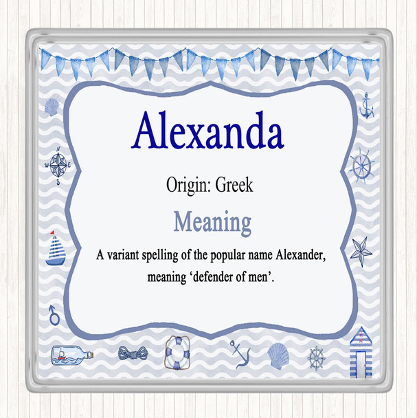 Alexanda Name Meaning Drinks Mat Coaster Nautical