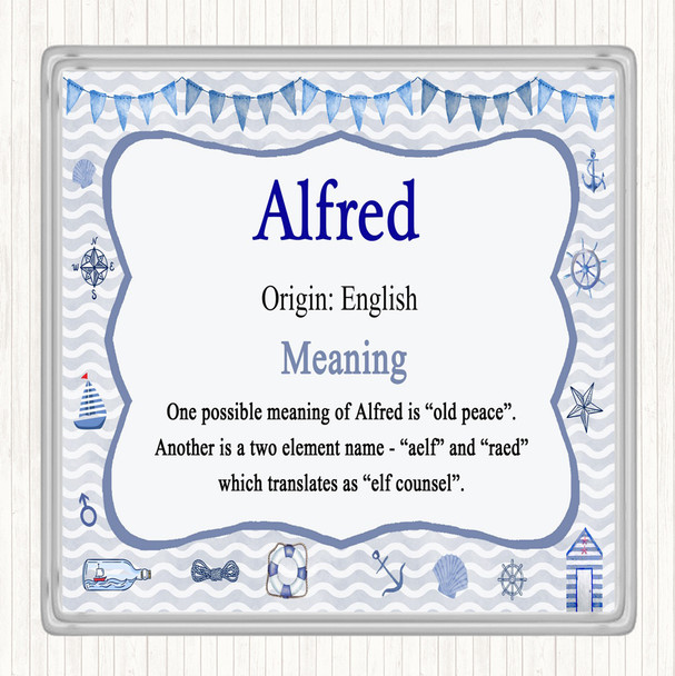 Alfred Name Meaning Drinks Mat Coaster Nautical