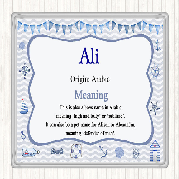 Ali Name Meaning Drinks Mat Coaster Nautical