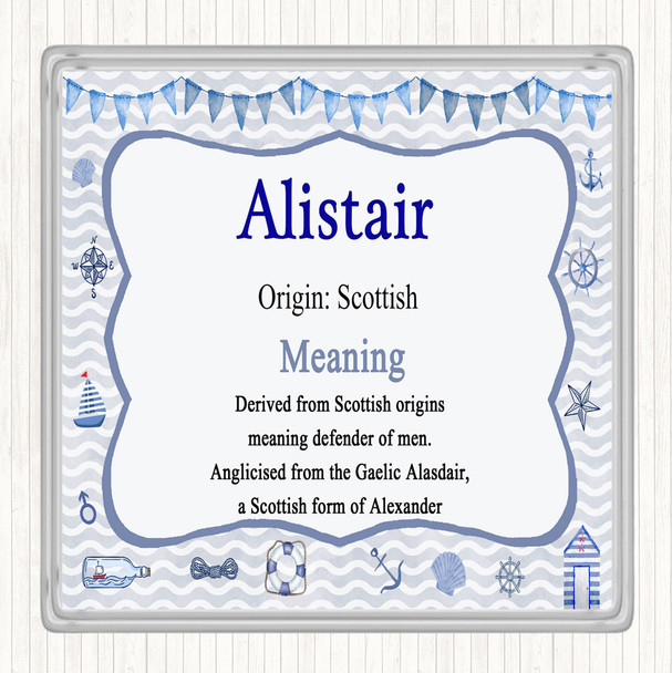 Alistair Name Meaning Drinks Mat Coaster Nautical