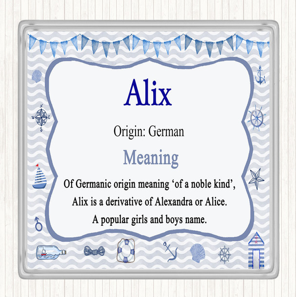 Alix Name Meaning Drinks Mat Coaster Nautical
