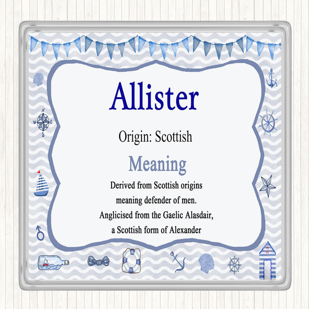 Allister Name Meaning Drinks Mat Coaster Nautical