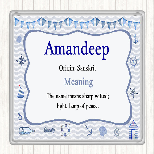 Amandeep Name Meaning Drinks Mat Coaster Nautical