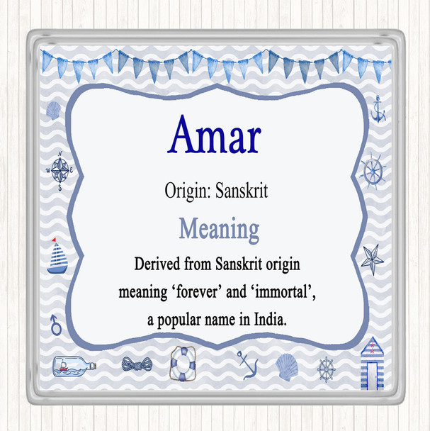 Amar Name Meaning Drinks Mat Coaster Nautical