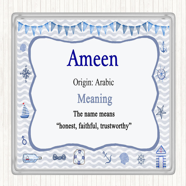 Ameen Name Meaning Drinks Mat Coaster Nautical