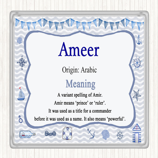 Ameer Name Meaning Drinks Mat Coaster Nautical