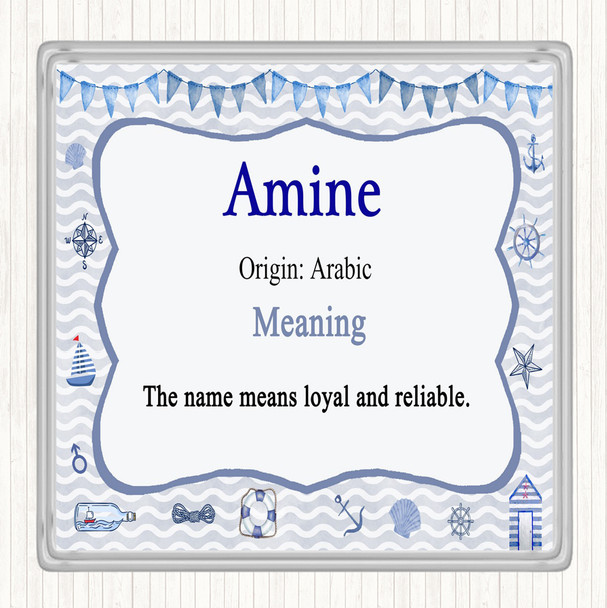 Amine Name Meaning Drinks Mat Coaster Nautical