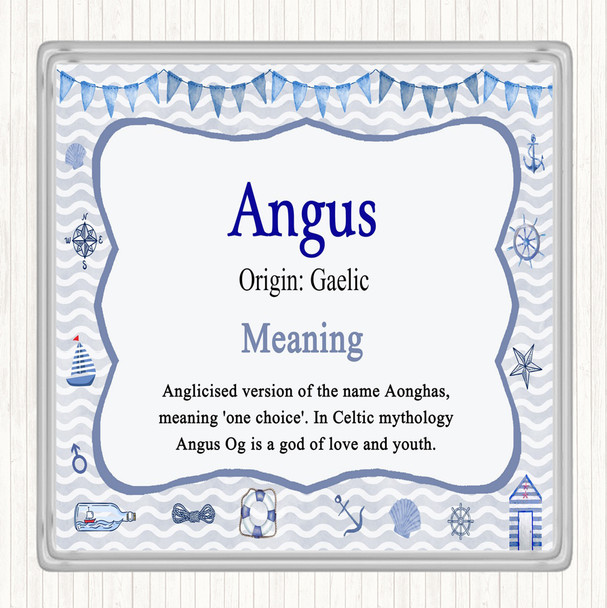 Angus Name Meaning Drinks Mat Coaster Nautical