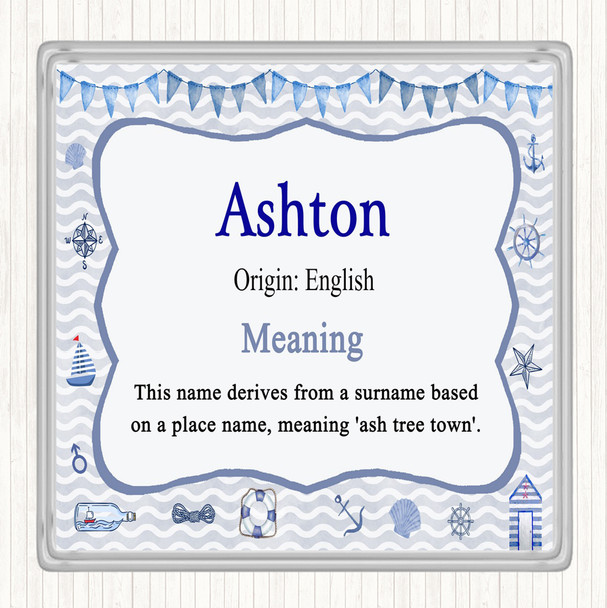 Ashton Name Meaning Drinks Mat Coaster Nautical