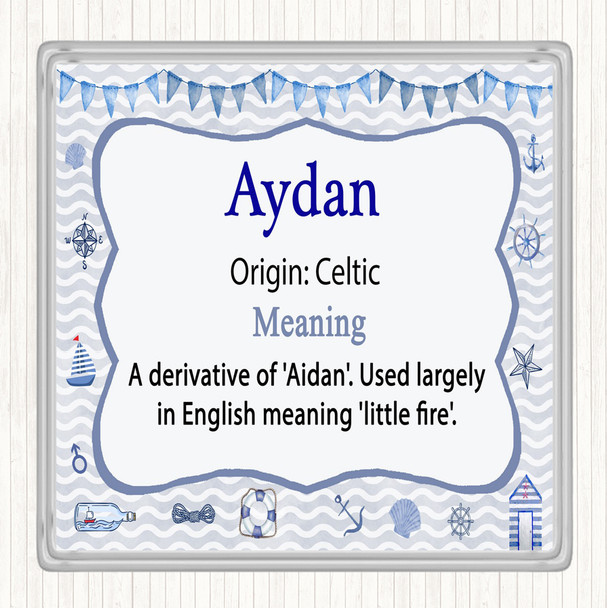 Aydan Name Meaning Drinks Mat Coaster Nautical