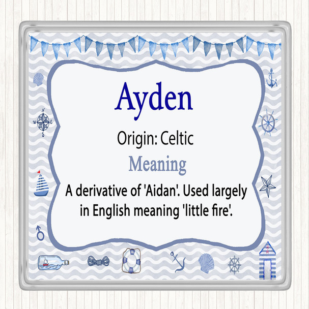 Ayden Name Meaning Drinks Mat Coaster Nautical