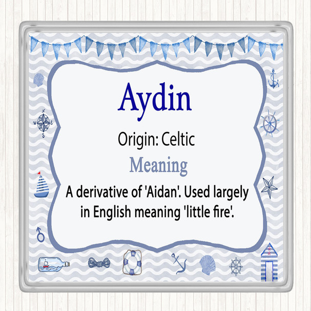 Aydin Name Meaning Drinks Mat Coaster Nautical